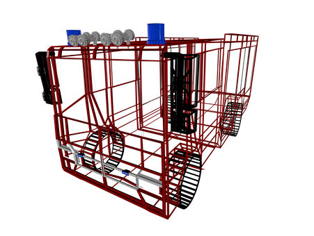 Red Fire Truck Frame3 D Model PNG Image