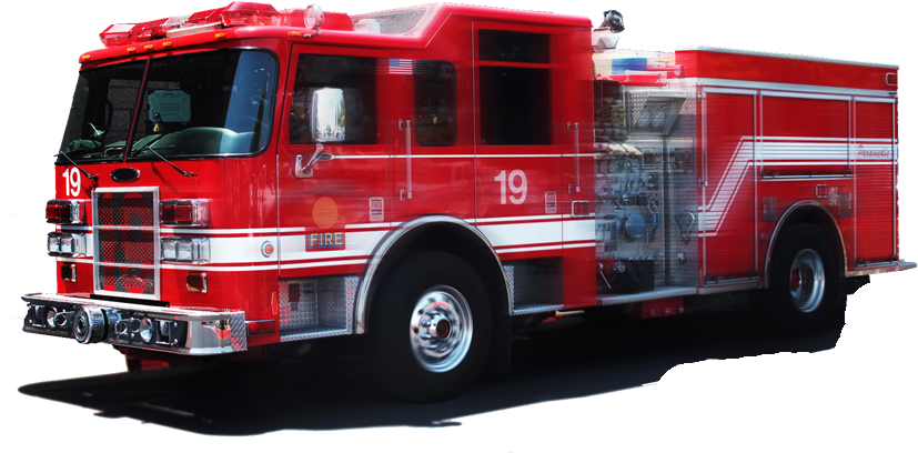 Red Fire Truck Side View PNG Image