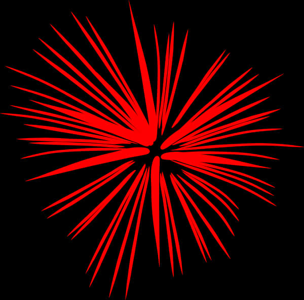 Red Firework Burst Black Background PNG Image