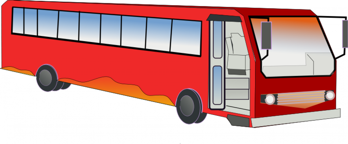 Red Flame Bus Illustration PNG Image