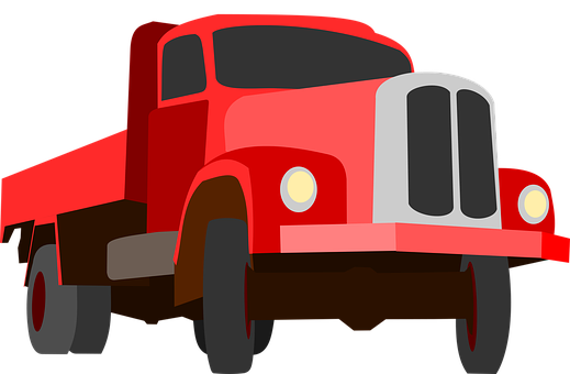 Red Flatbed Truck Illustration PNG Image