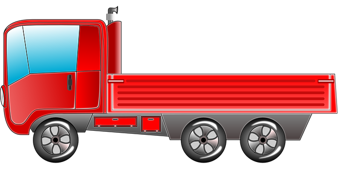 Red Flatbed Truck Illustration PNG Image