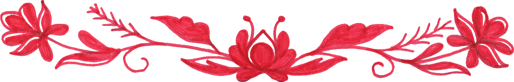 Red Floral Border Design PNG Image