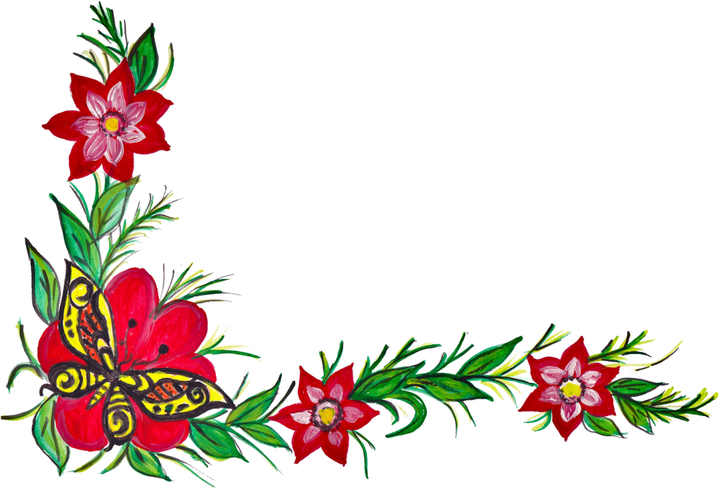 Red Floral Butterfly Clipart PNG Image