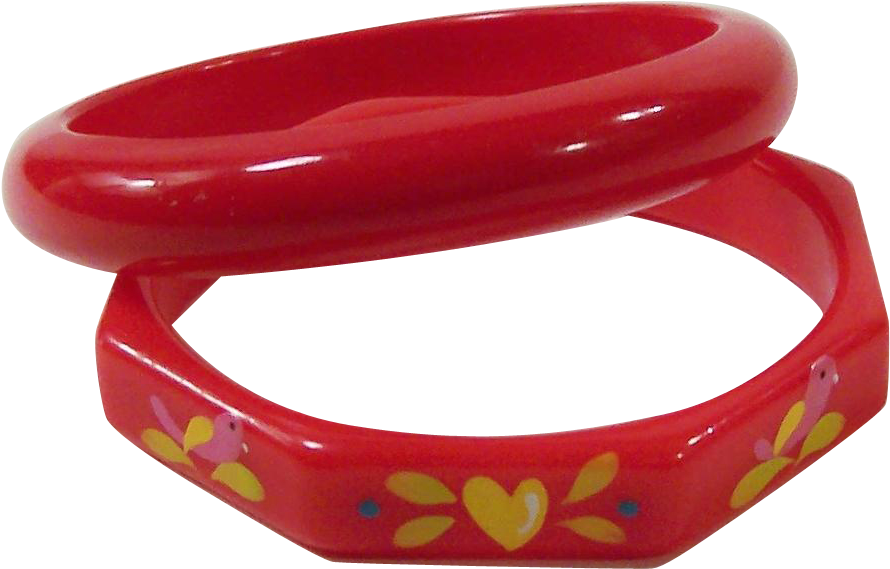 Red Floral Childrens Bangle PNG Image