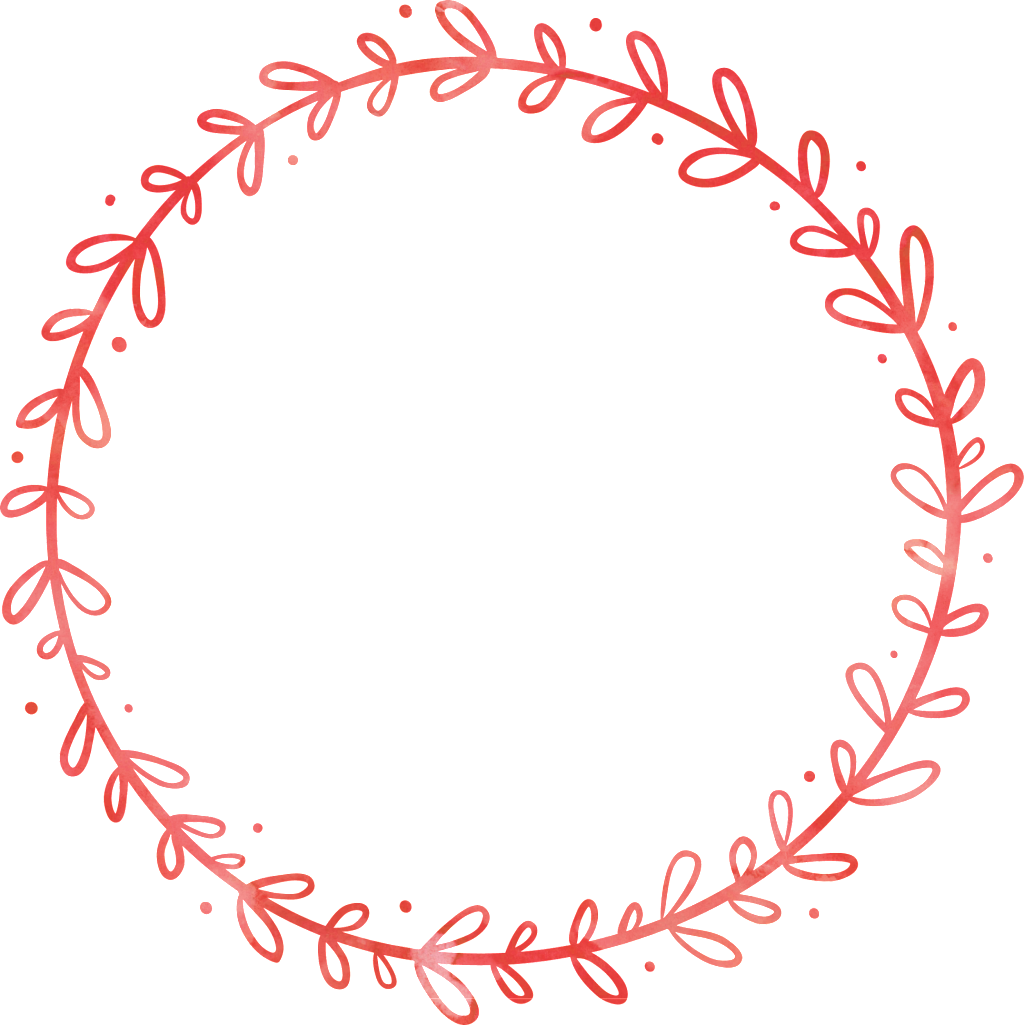 Red Floral Circle Border Design PNG Image