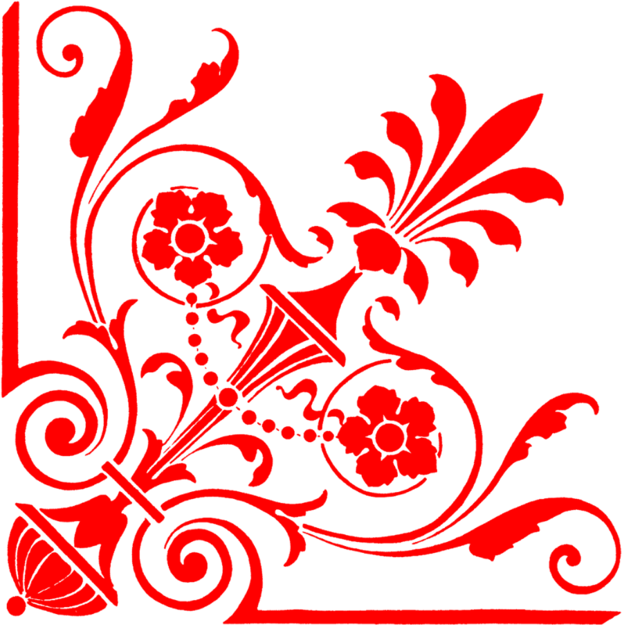 Red Floral Corner Design PNG Image