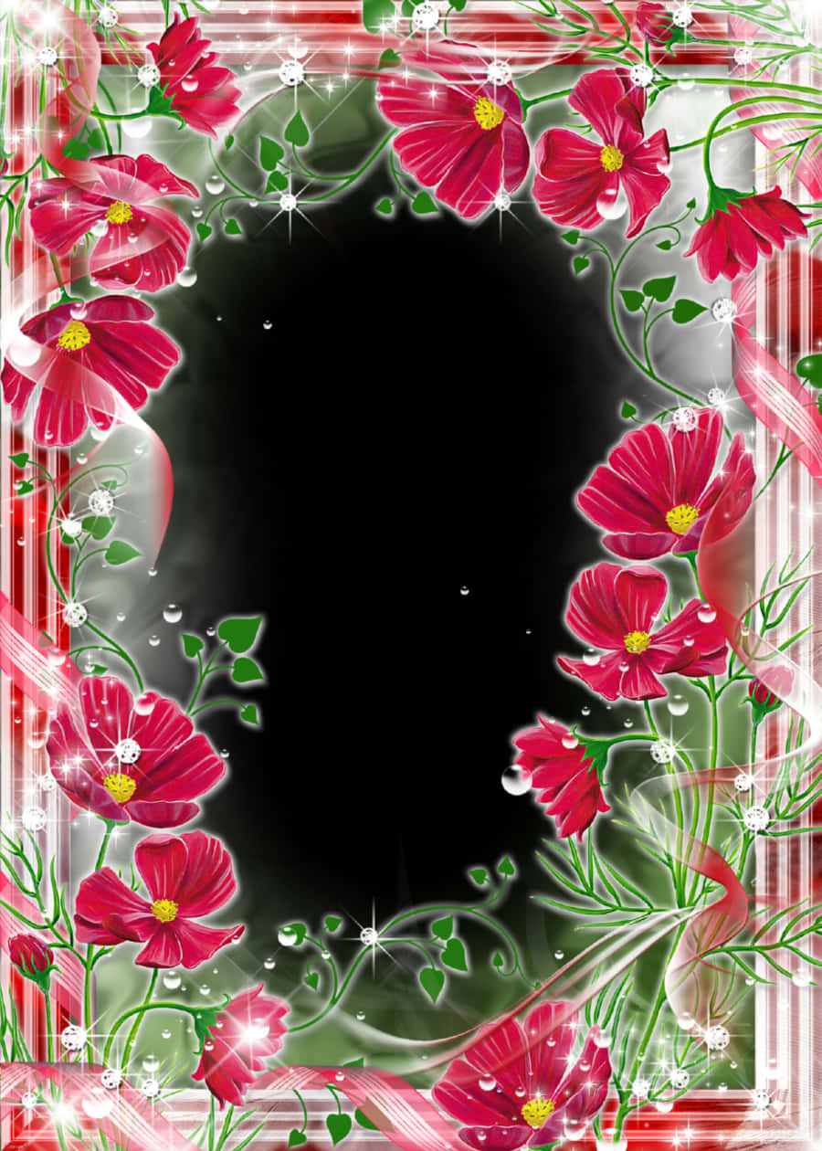 Red Floral Digital Frame PNG Image