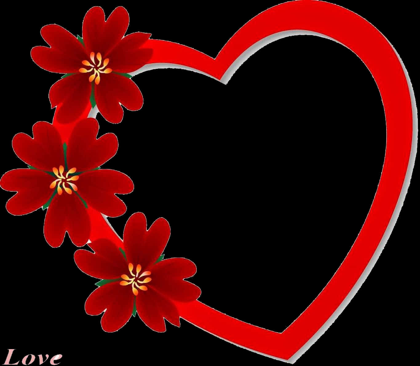 Red Floral Heart Transparent Background PNG Image