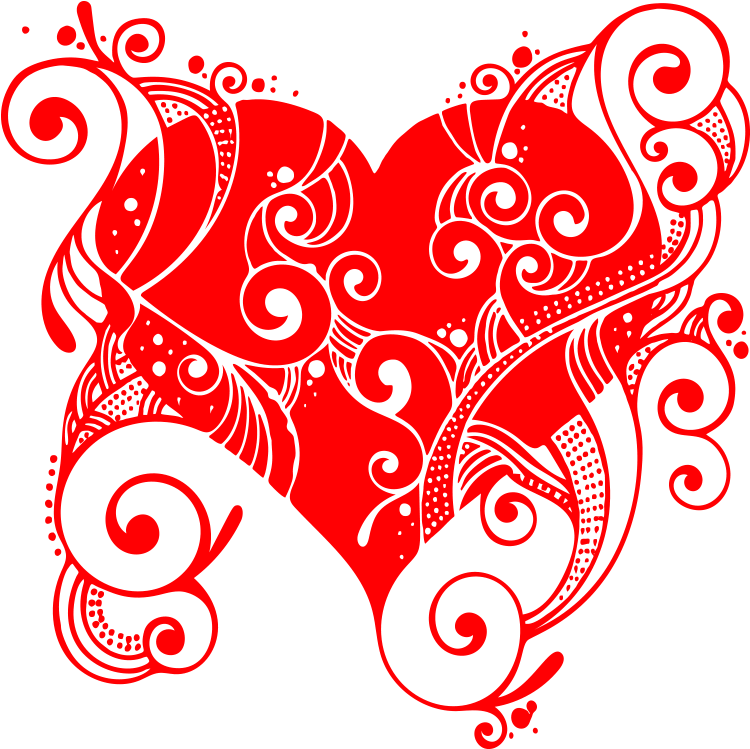 Red Floral Heart Vector Design PNG Image