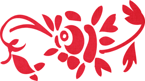 Red Floral Silhouetteon Black PNG Image