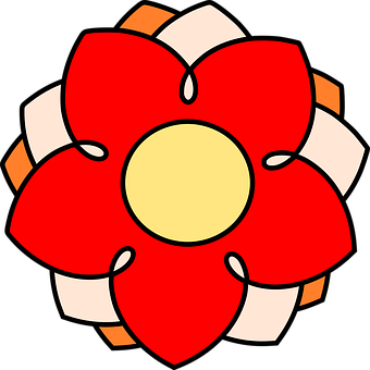 Red Flower Cartoon Illustration PNG Image