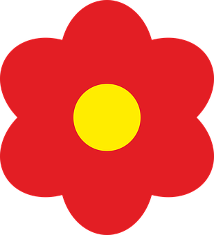 Red Flower Cartoon Illustration PNG Image