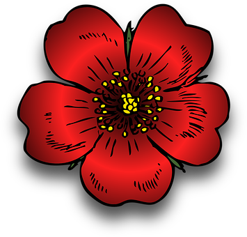 Red Flower Illustration PNG Image