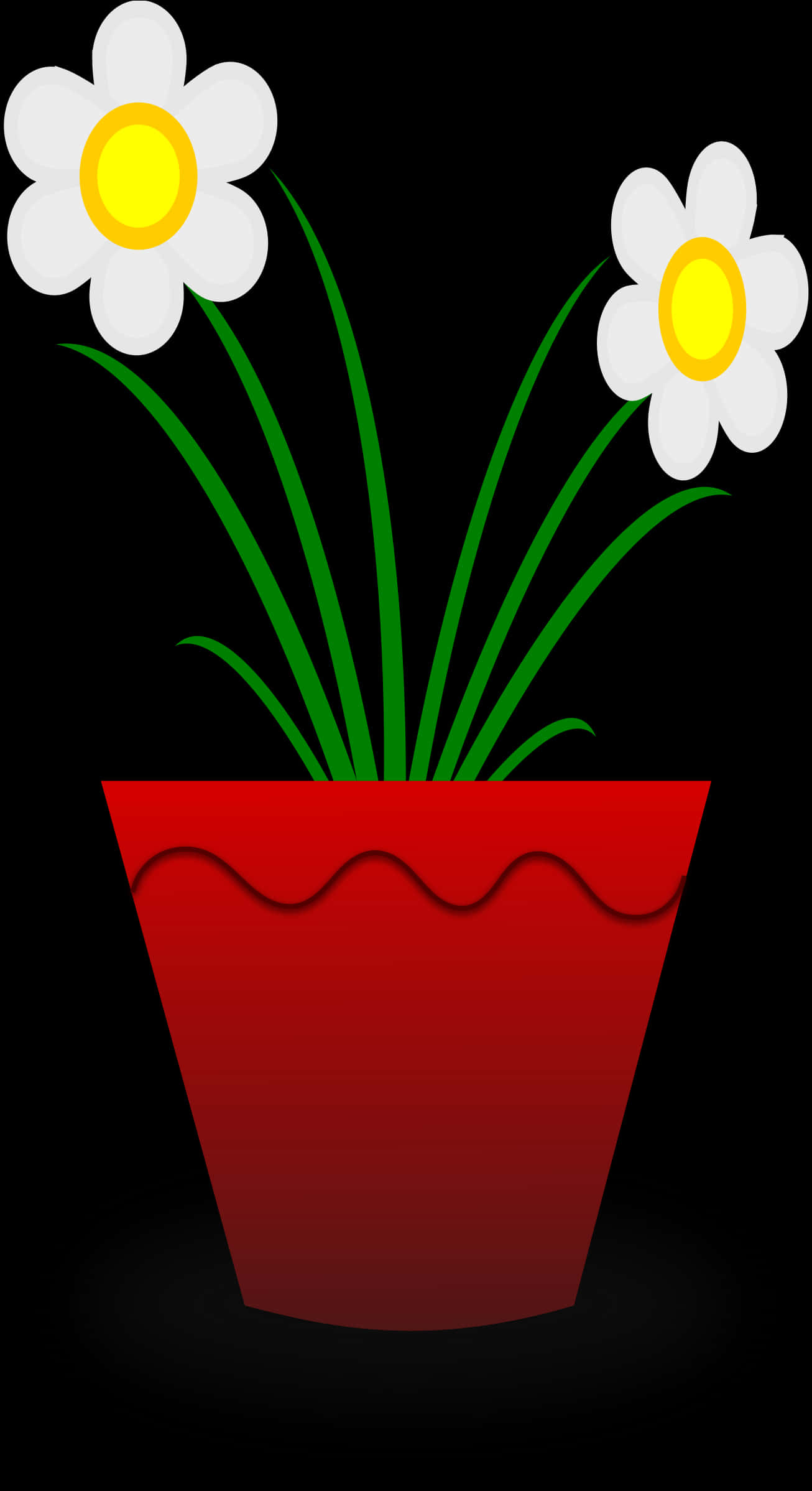 Red Flower Potwith Daisies PNG Image