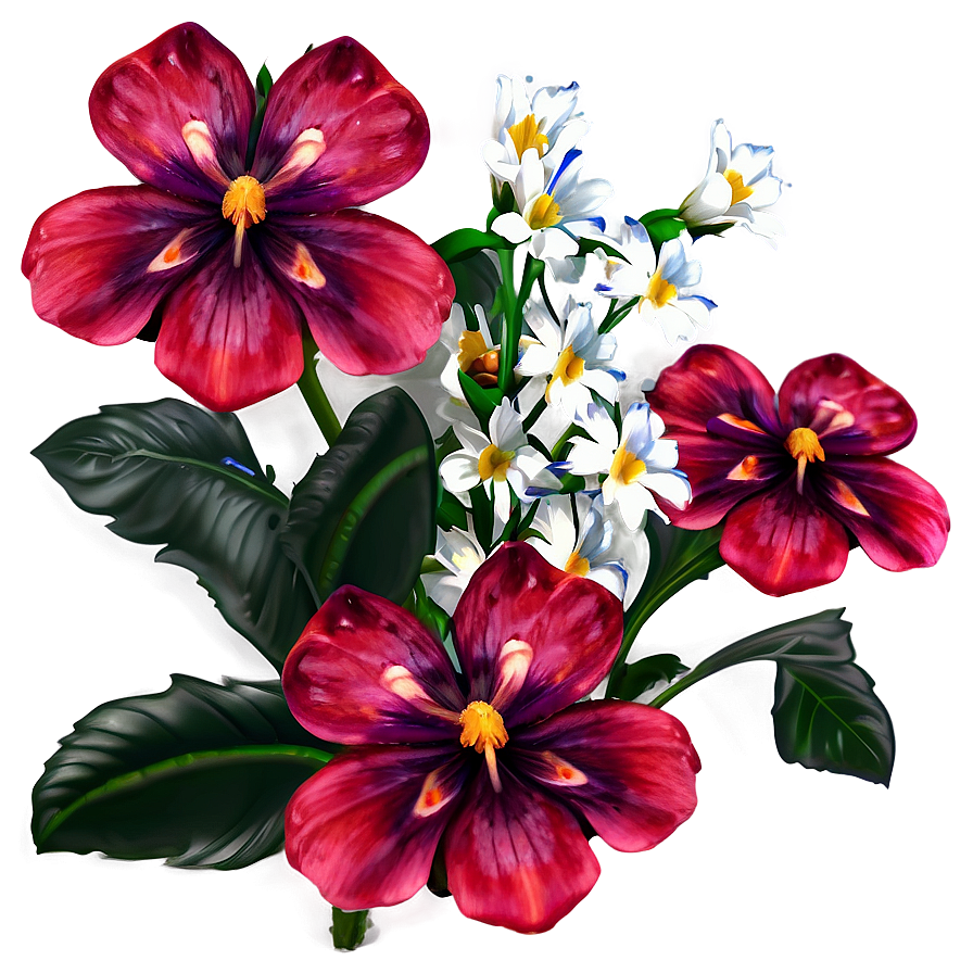 Red Flowers Fantasy Png Lwj PNG Image