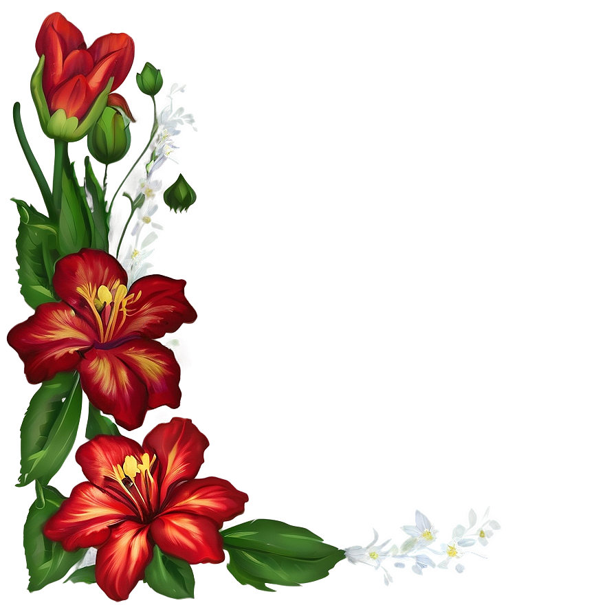 Red Flowers Frame Png Jre PNG Image