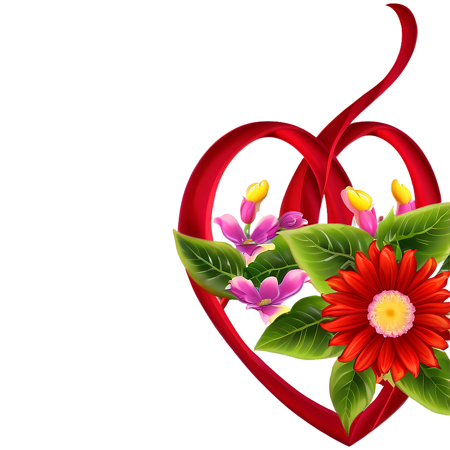 Red Flowers Heart Png Brc73 PNG Image