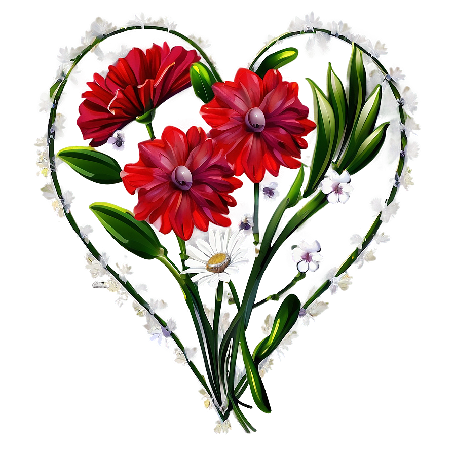 Red Flowers Heart Png Stq77 PNG Image