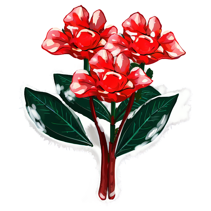 Red Flowers Winter Theme Png Mwb PNG Image