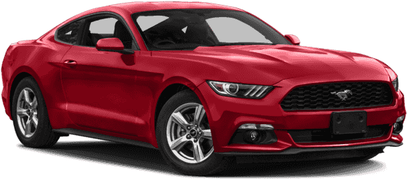 Red Ford Mustang Coupe Profile View PNG Image