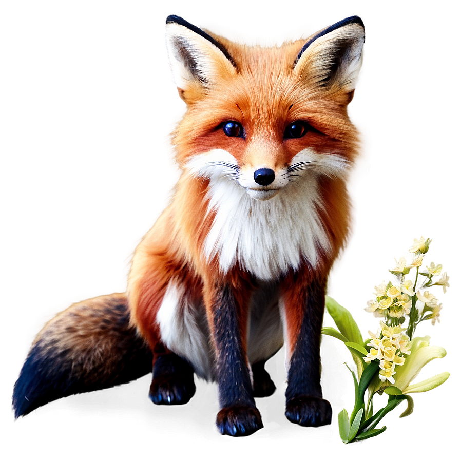 Red Fox With Flowers Png 73 PNG Image