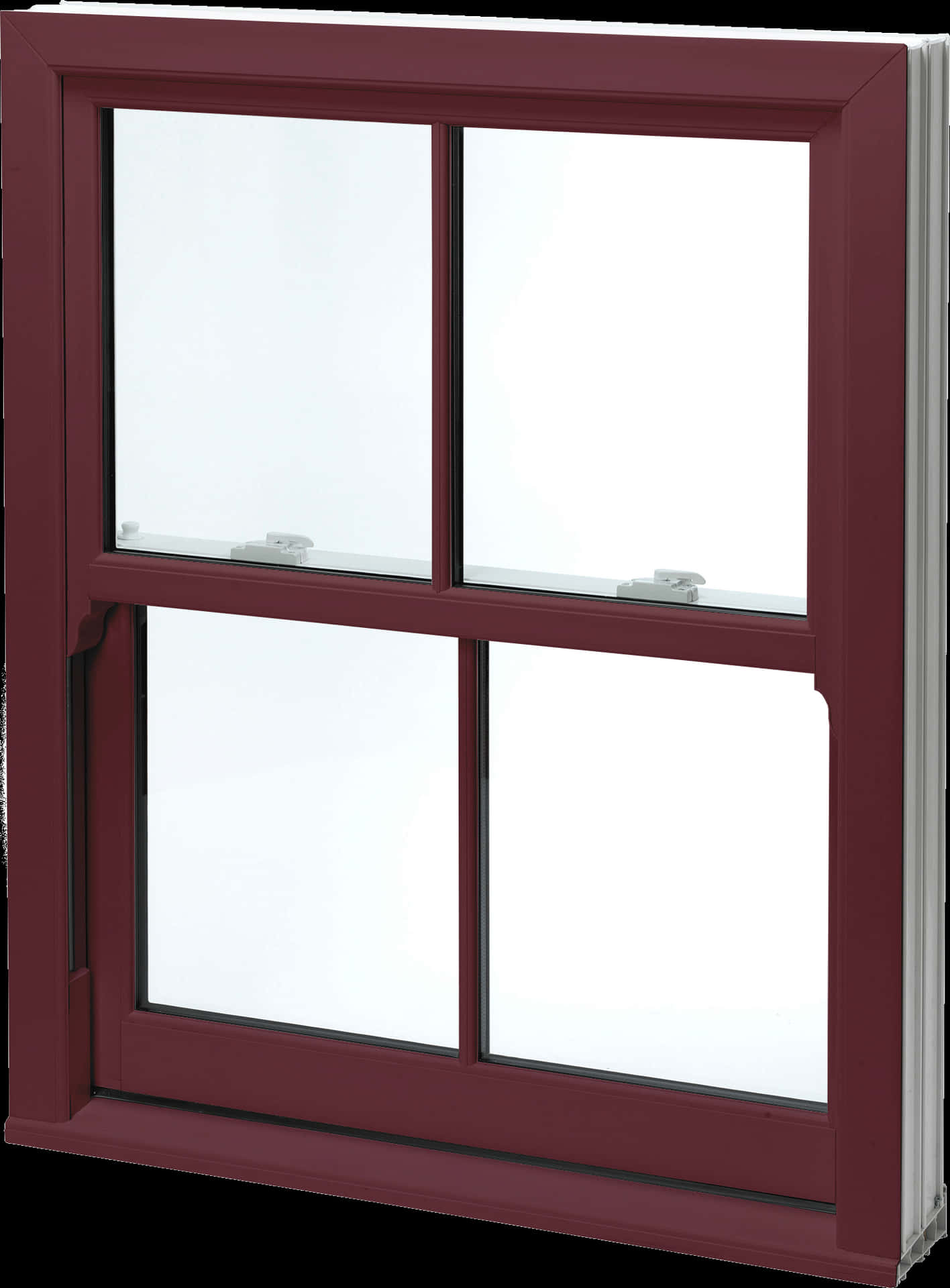 Red Framed Double Hung Window PNG Image