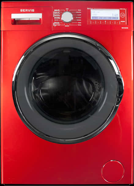 Red Front Load Washing Machine PNG Image