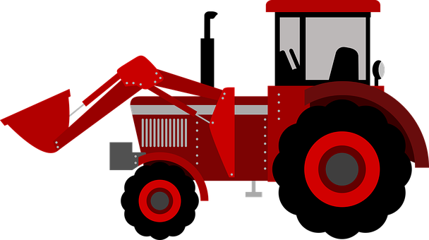 Red Front Loader Tractor Graphic PNG Image