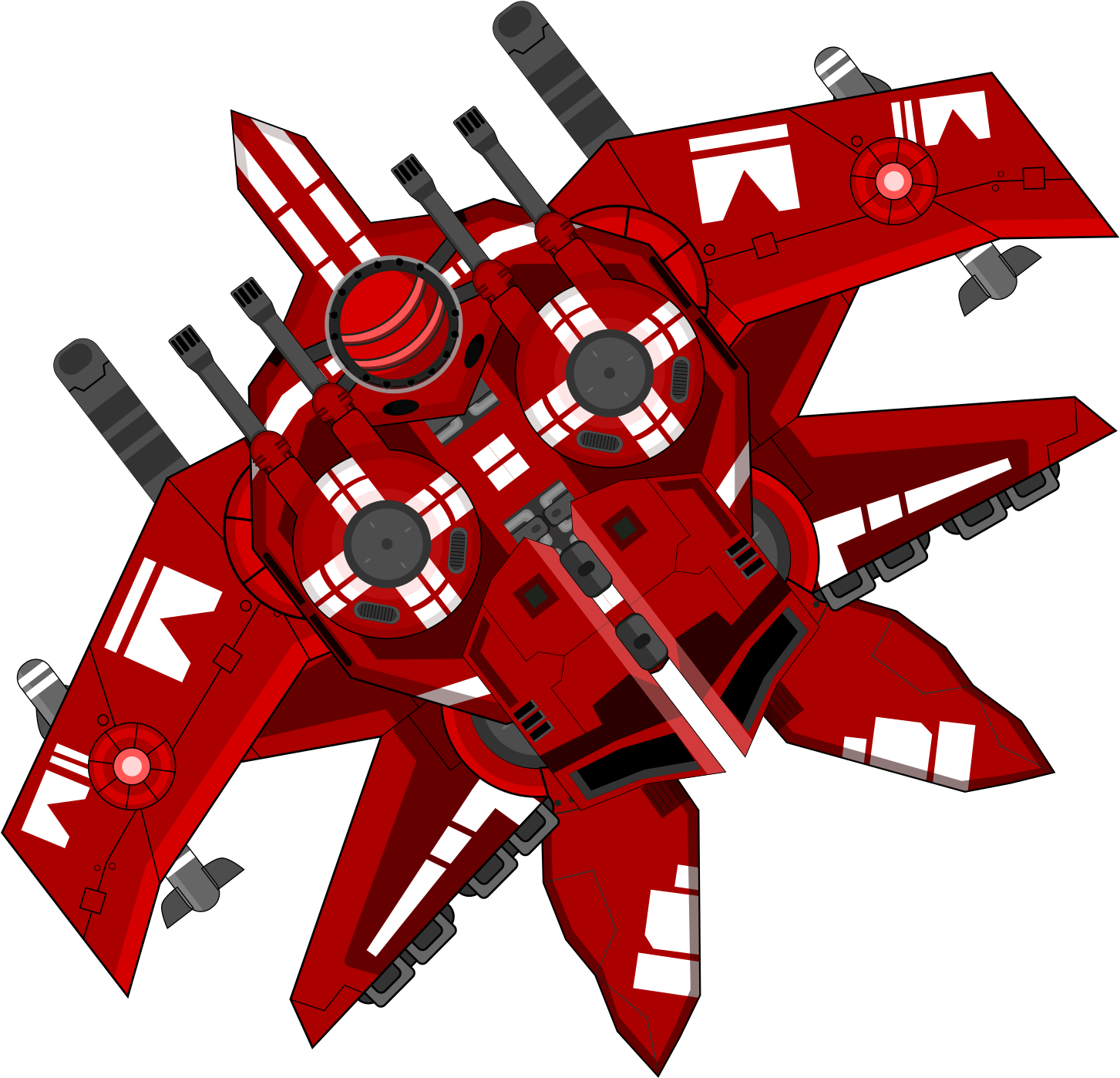 Red Futuristic Spaceship Vector PNG Image