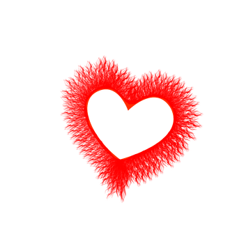 Red Fuzzy Heart Black Background PNG Image