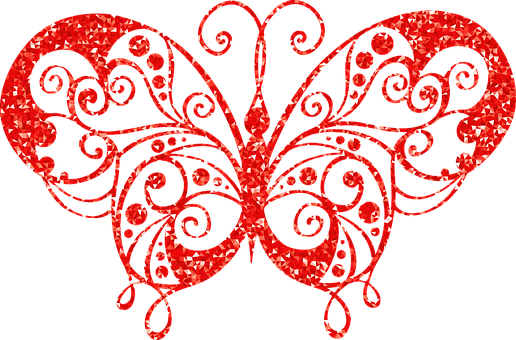 Red Gemstone Butterfly Artwork PNG Image