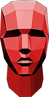 Red Geometric Face Illustration PNG Image