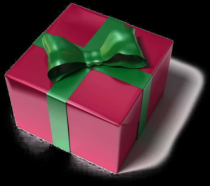 Red Gift Box Green Ribbon PNG Image