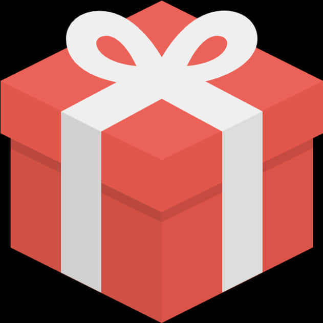 Red Gift Box White Ribbon Icon PNG Image