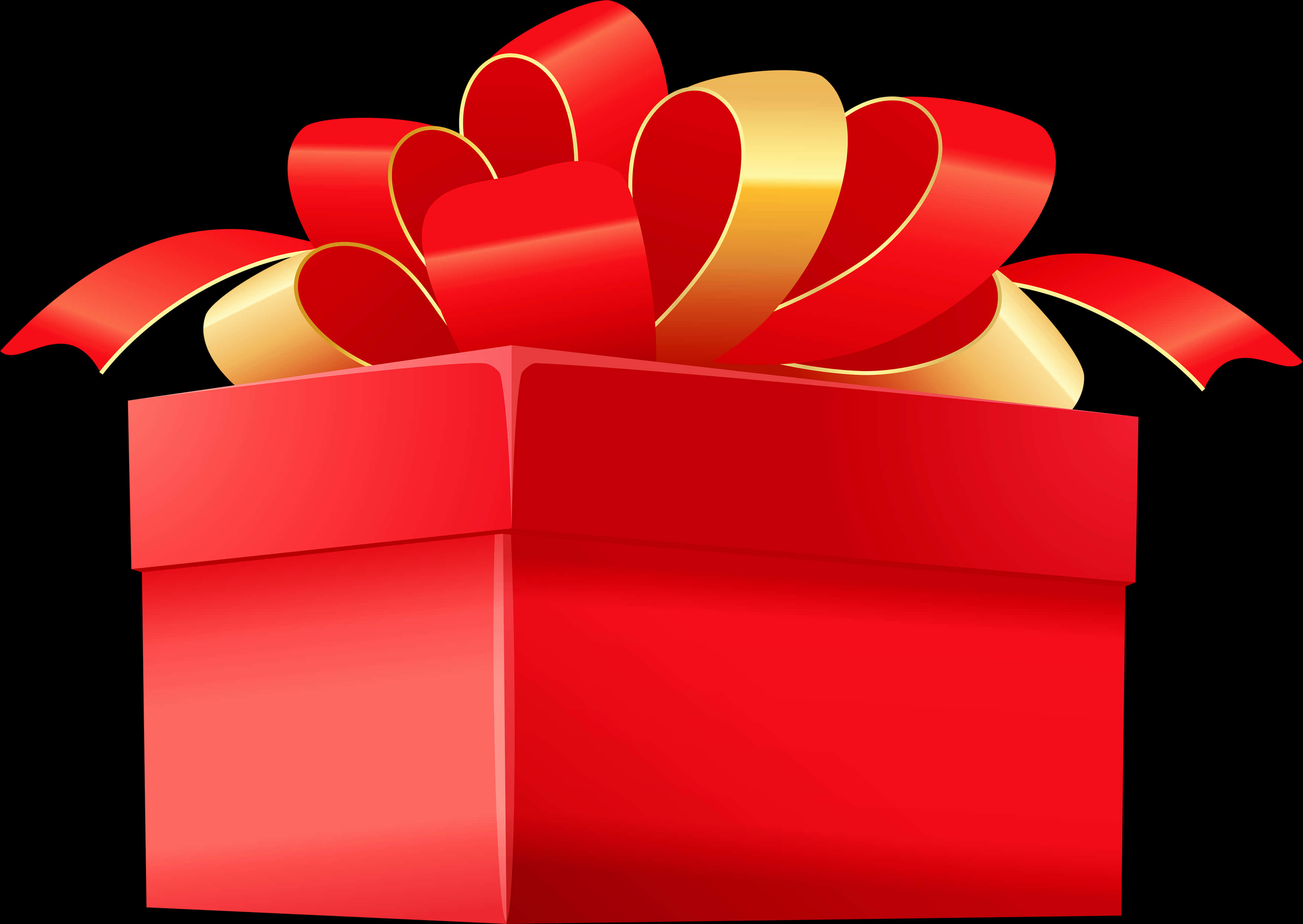 Red Gift Boxwith Golden Ribbon PNG Image