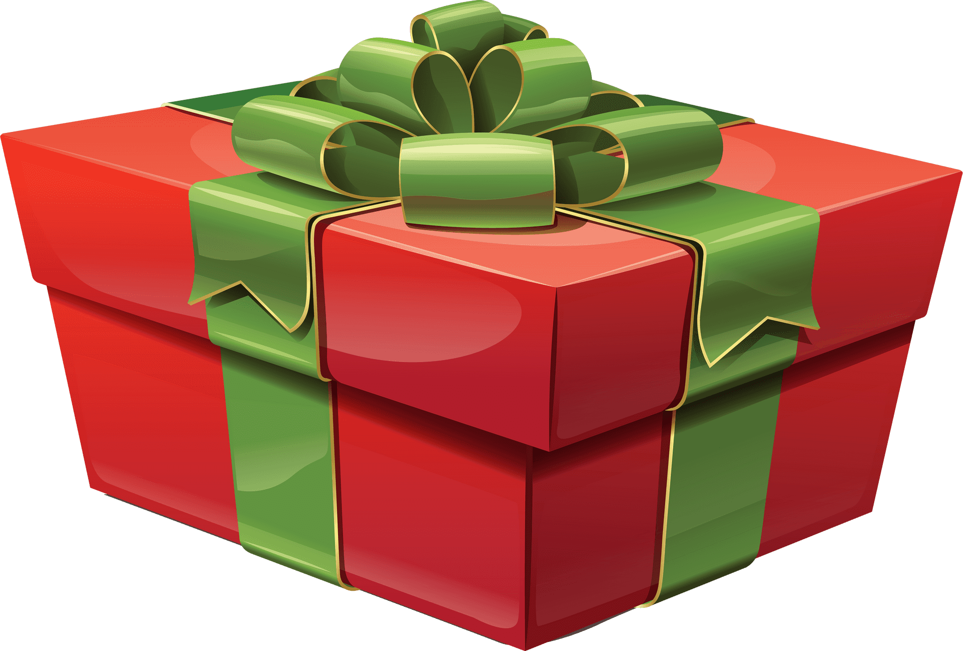 Red Gift Boxwith Green Ribbon PNG Image