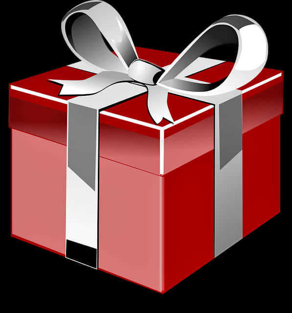 Red Gift Boxwith Silver Ribbon PNG Image