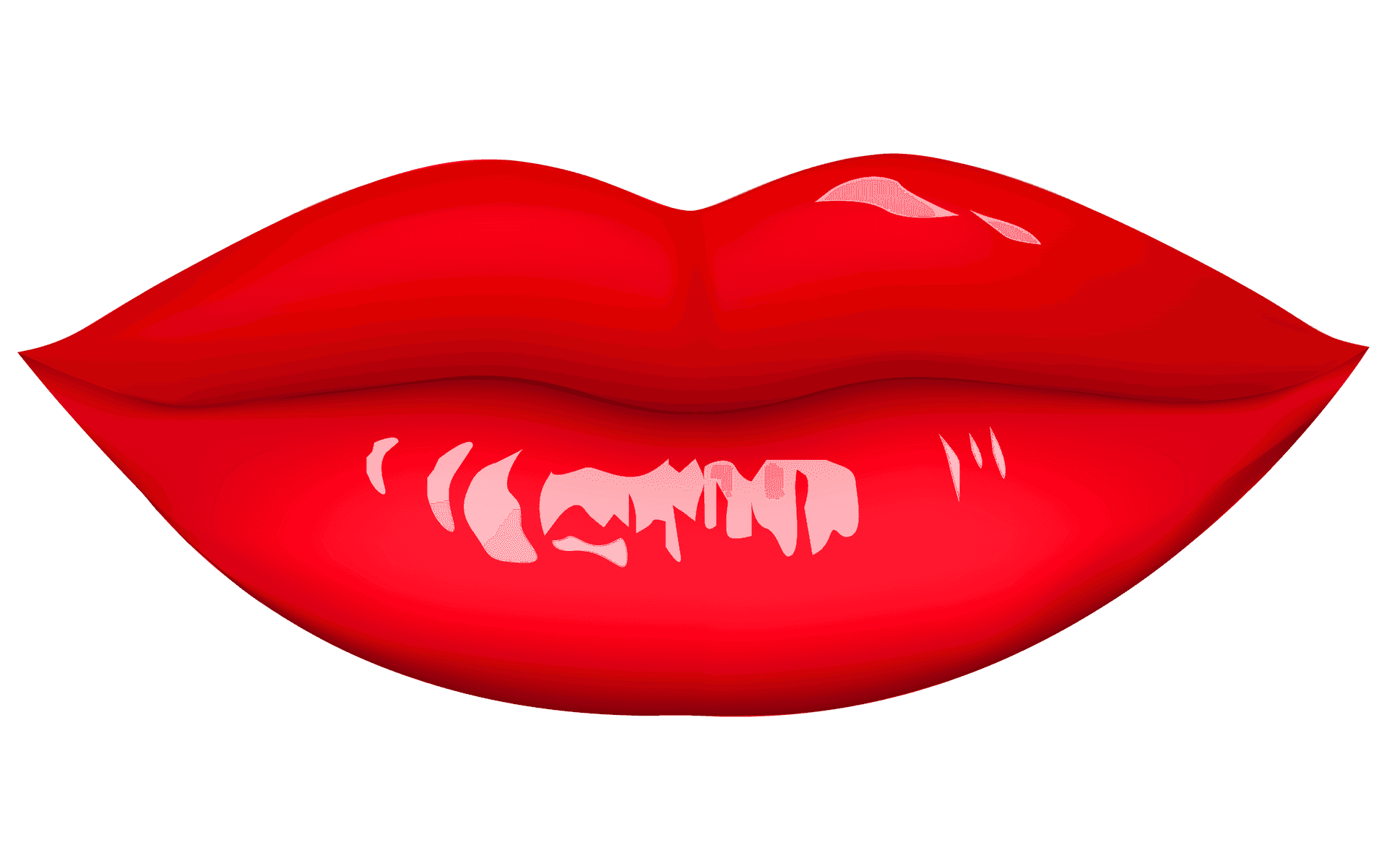 Red Glossy Lips Illustration PNG Image