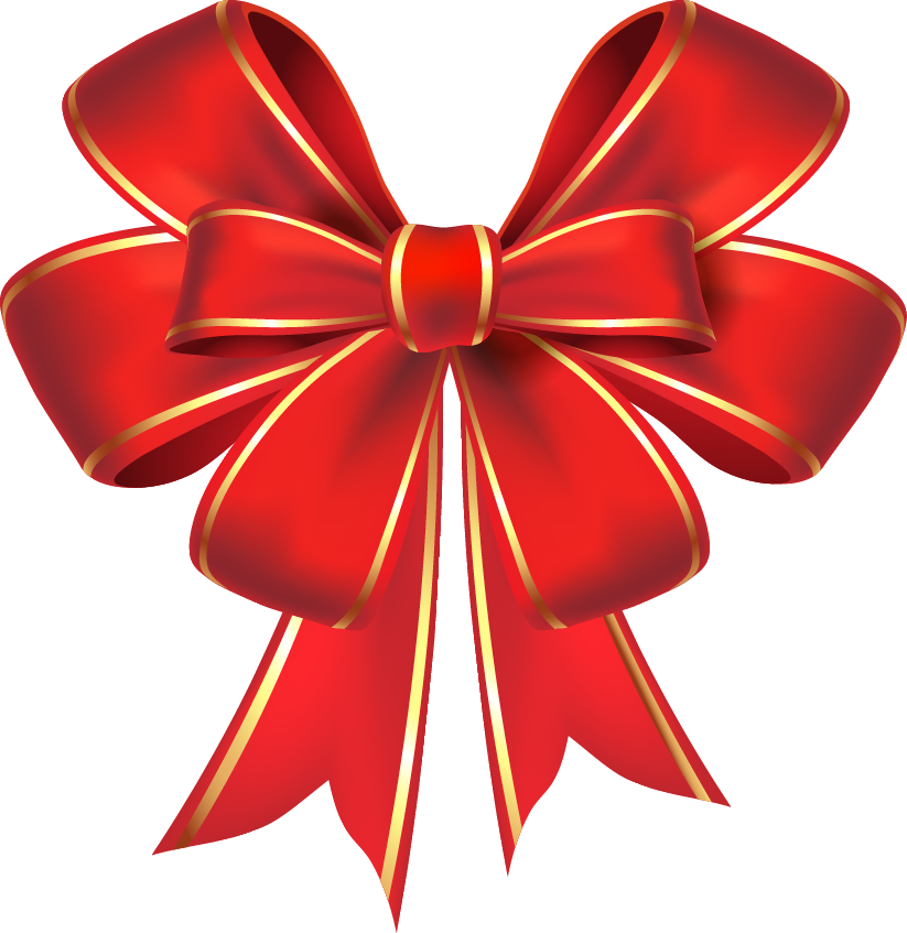 Red Golden Bow Illustration.png PNG Image