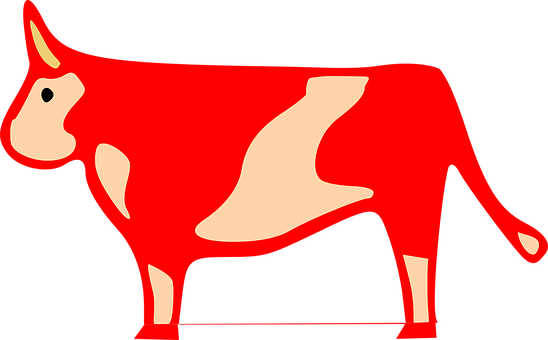 Red Graphic Cow Illustration PNG Image