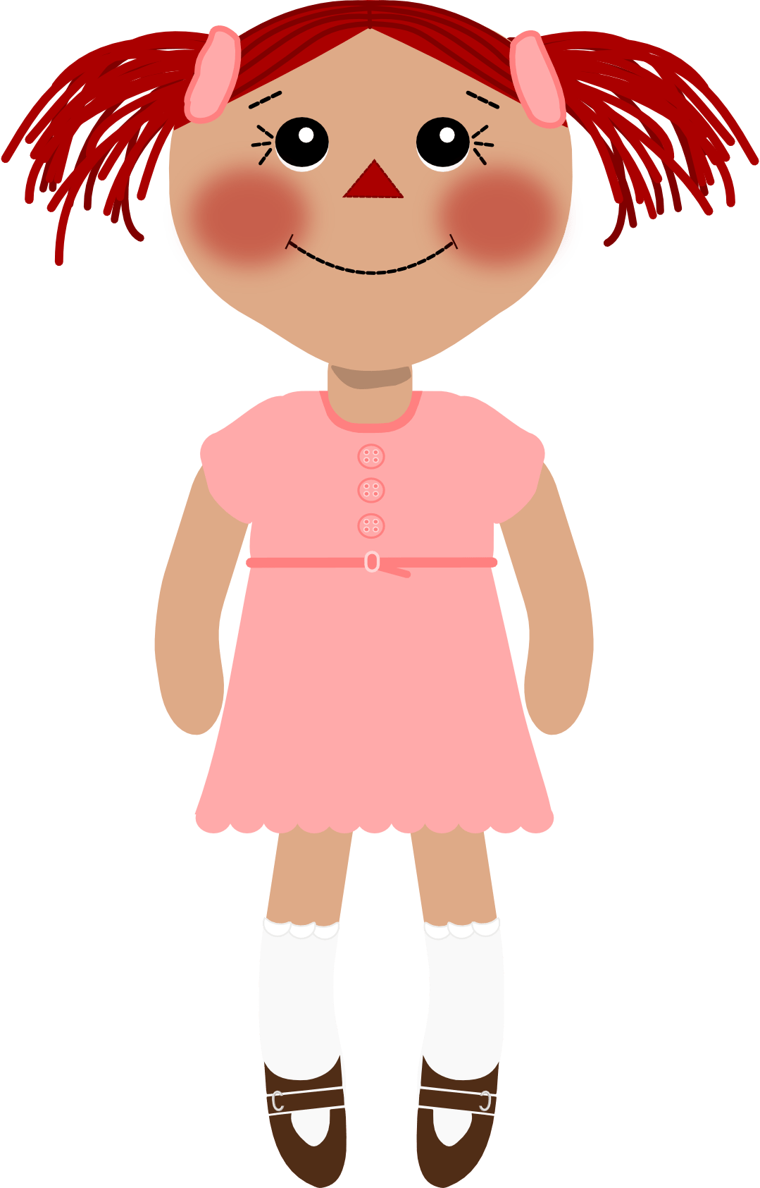 Red Haired Cartoon Dollin Pink Dress.png PNG Image