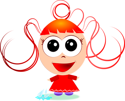 Red Haired Cartoon Girl Illustration PNG Image