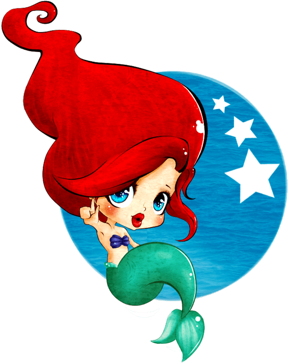 Red Haired Cartoon Mermaid PNG Image