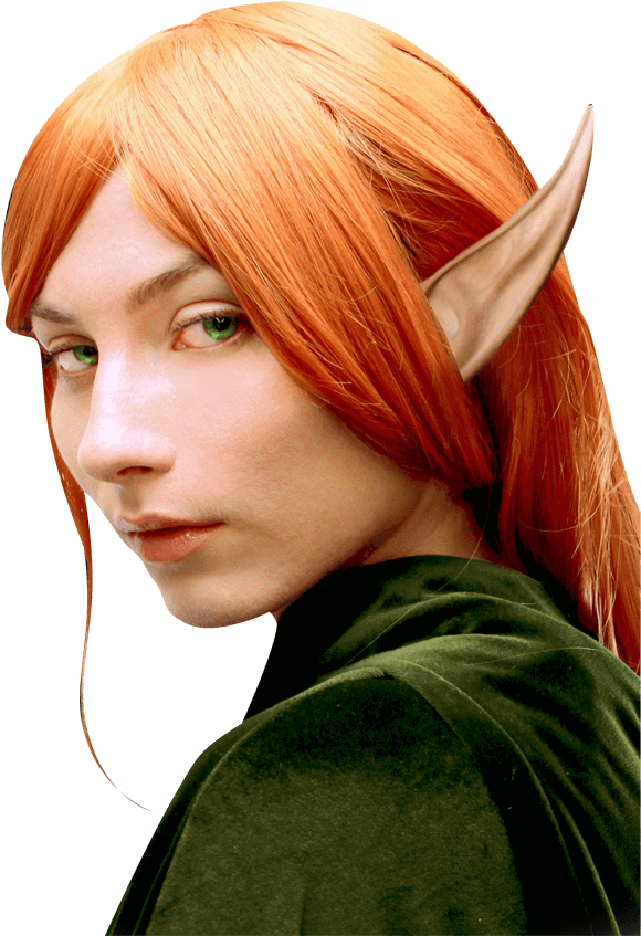 Red Haired Elf Portrait PNG Image