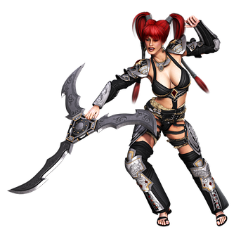 Red Haired Fantasy Warrior Woman PNG Image