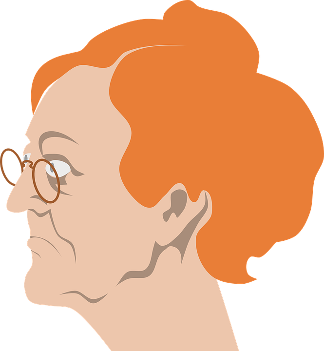 Red Haired Granny Profile Illustration PNG Image