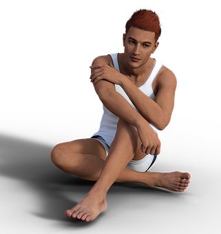 Red Haired Man Seated Casually PNG Image