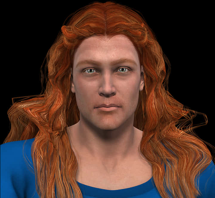 Red Haired Manwith Long Wavy Hair PNG Image