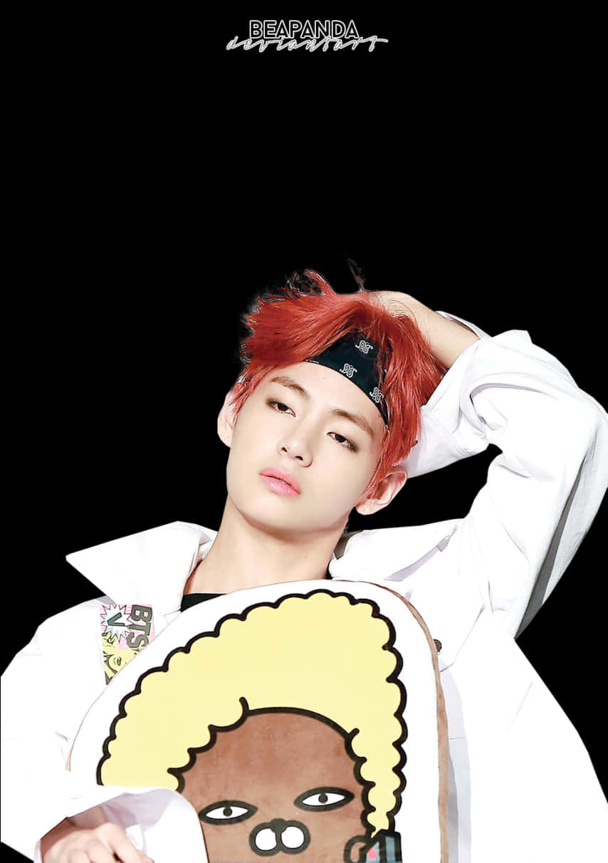 Red Haired_ Performer_with_ Headband PNG Image